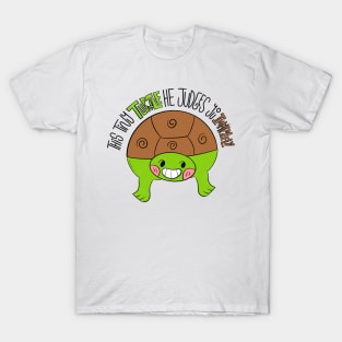 this tiny turtle he judges you immensely, cute turtle, funny quote T-Shirt